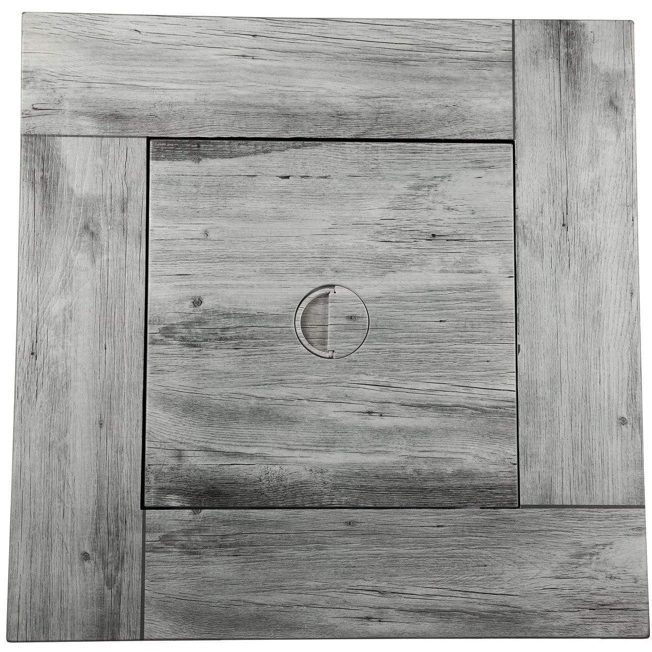 Endless Summer The Mason, 30" Square Gas Outdoor Fire Pit with Printed Wood Lat look Cement Resin Mantel - GAD15300ES - Fire Pit Stock