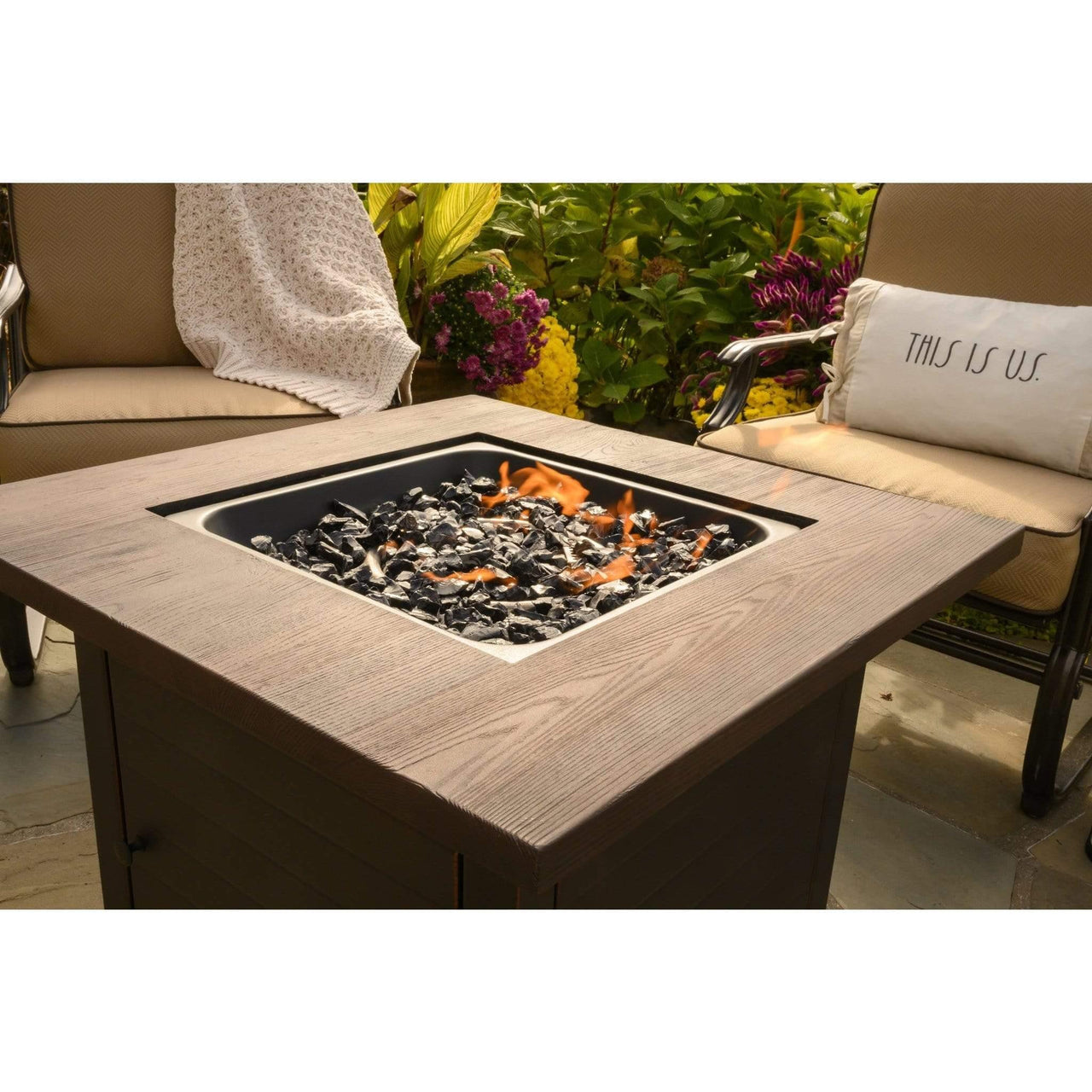 Endless Summer The Spencer, 30" LP Gas Outdoor Fire Pit with Printed Resin Mantel - GAD15297ES - Fire Pit Stock